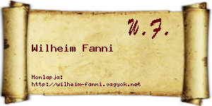 Wilheim Fanni névjegykártya
